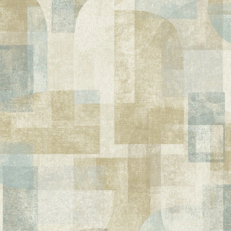 Image of Grandeco Boutique Distressed Geo Abstract Shapes Pvc-Free Eco Wallpaper, Taupe Blue