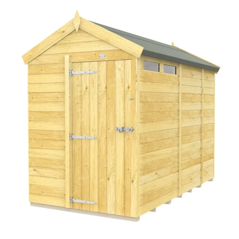 Image of Buttercup Farm 5 x 9 Feet Apex Security Shed - Single Door - L272 x W147 x H217cm in Brown Brown Unisex