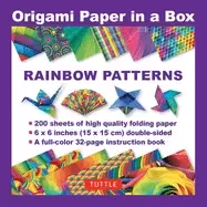 Image of origami paper in a box rainbow patterns