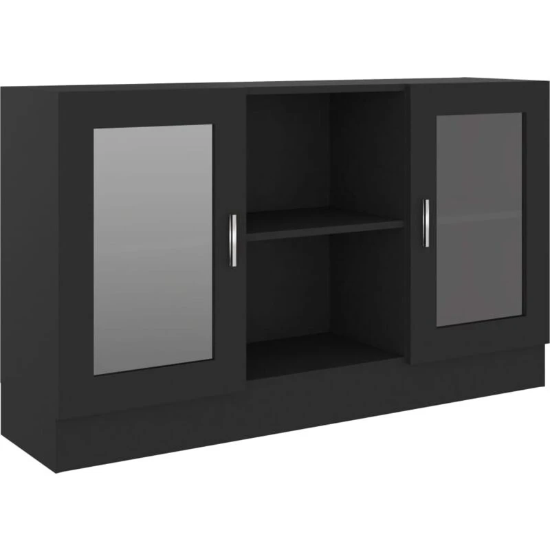 Image of VIDAXL Vitrine Cabinet Black 120x30.5x70cm Engineered Wood Vidaxl 8720286134696