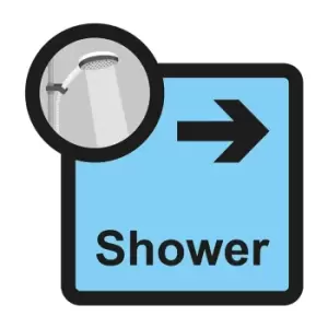 Image of Shower Arrow Right Sign, Self Adhesive Foamex (305mm x 310mm)
