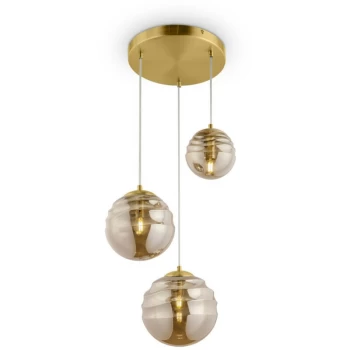 image of Maytoni Modern - Vinare Modern Vinare 3 Light Brass Cluster Pendant Ceiling Light Glass Shade