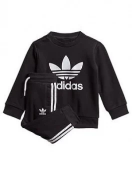 Image of Boys, adidas Originals Crew Sweatshirt Set - Black, Size 0-3 Months