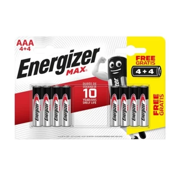Image of Energizer XMS21BATTAAA MAX AAA Alkaline Batteries (Pack 4 + 4 FREE)