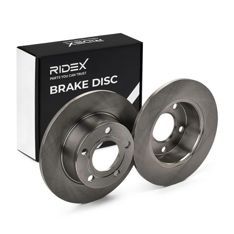 Image of RIDEX 82B0061 Brake disc Rear Axle, solid, Cast Iron, Uncoated, Untreated, without bolts/screws Cast Iron Brake Disc (82)