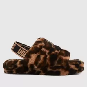 Image of UGG Black & Brown Fluff Yeah Slide Girls Junior Shoes