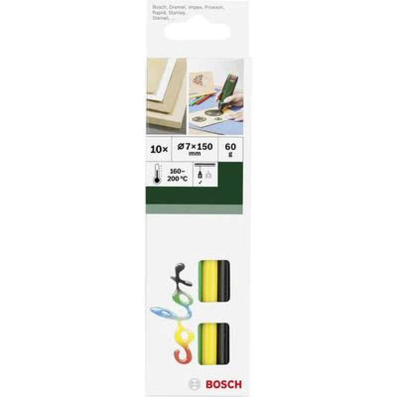 Image of Bosch Accessories Bosch Accessories 2609256D30 Hot melt glue sticks 7mm 150 mm Multi-colour (gradient) 60g 10 pc(s) 2609256D30
