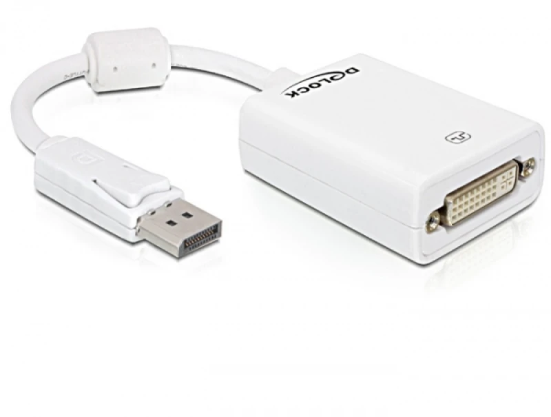 Image of DeLOCK 61765 video cable adapter 0.125 m DisplayPort DVI-I White