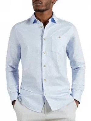 Image of Ted Baker Sauss Linen Shirt, Light Blue, Size 2, Men