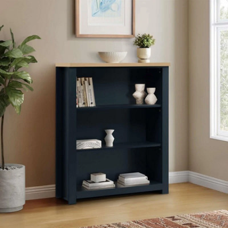 Image of Birlea Highgate 3 Tier Bookshelf Bookcase Navy Blue