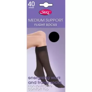 Silky Womens/Ladies Support Flight Socks (1 Pair) (One Size (UK Shoe 3-8)) (Black)