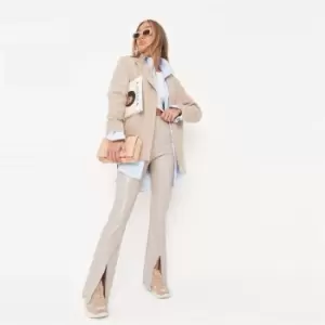 image of Missguided Coord Faux Leather Split Flare - Cream