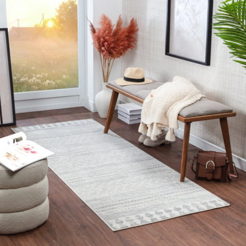 Image of Livabliss Scandi Modern Grey/taupe Louna Runner Rug 80 X 220 Cm - Easy Care, Non Shedding, Ideal For Hallway Or Beside The Bed