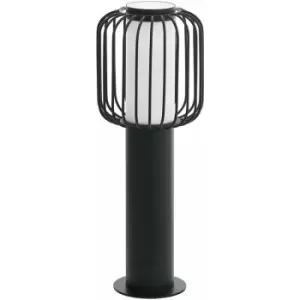 image of Loops - IP44 Outdoor Pedestal Light Black Steel 1 x 28W E27 Bulb Wall Gate Lamp