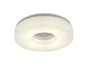 Image of Joop IP44 24W LED Large Flush Ceiling Light, 4000K 2000lm CRI80, Polished Chrome with White Acrylic Diffuser