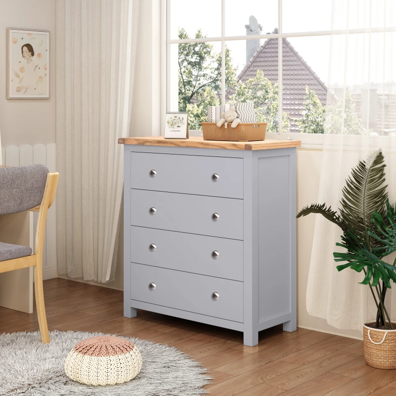 Image of Cabinet Bits Mirano 4 Drawer Chest of Drawers Chrome Knob in Grey Grey Unisex