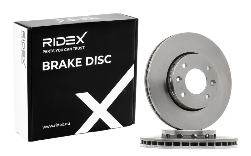 Image of RIDEX 82B0829 Brake disc Front Axle, Vented, Cast Iron, Uncoated, Untreated, without bolts/screws Cast Iron Brake Disc (82)