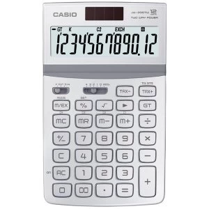 image of Casio JW-200TW-WE 12 Digit Desk Calculator with Tilt Display - White