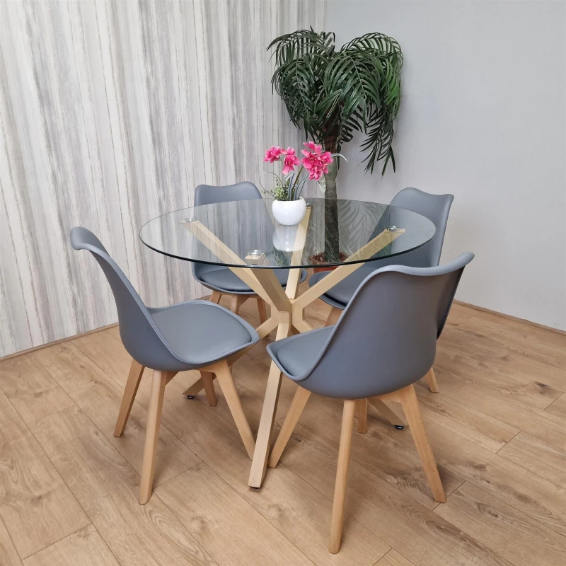 Image of KOSY KOALA KOSY KOALA Dining Table Set with 4 Chairs Dining Room, and Kitchen table set of 4 in Clear Clear One Size Unisex 5060711589206