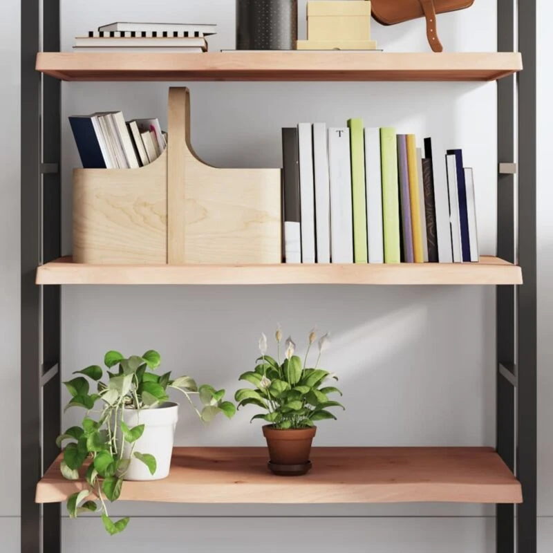 Image of Vidaxl Wall Shelf 80X40X4cm Untreated Solid Wood Oak, Brown 363546