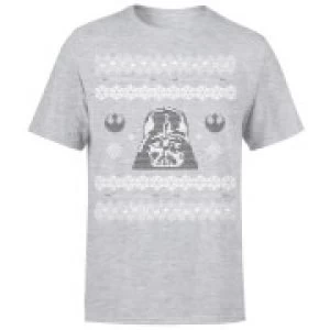 Image of Star Wars Christmas Darth Vader Face Grey T-Shirt - L