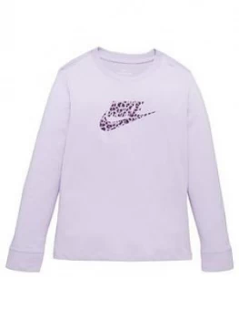 Image of Nike Girls Nsw Long Sleeve Print T-Shirt - Purple