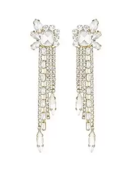 image of Mood Gold Crystal Floral Navette Chandelier Drop Earrings