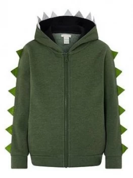 Monsoon Boys Ryder Zip Up Dino Hoodie - Khaki, Size 2-3 Years