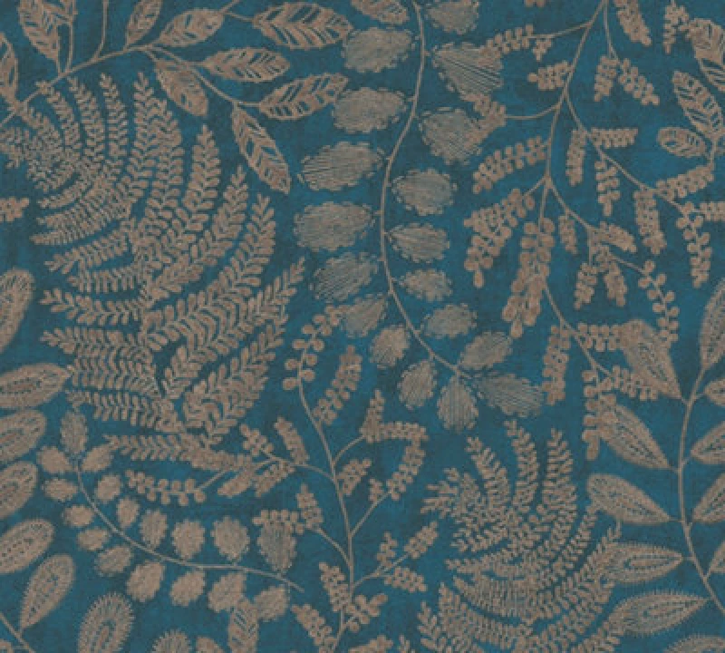 Image of As Creation Midnight Botanical Blue Metallic Simply Spray Pre-Pasted 53Cm X 1050Cm