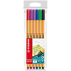 image of Stabilo Point 88 Fineliner Fine 0.4mm Assorted Pack of 6