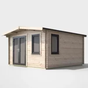 Power 14' x 12' Chalet Log Cabin - Right Side Double Door