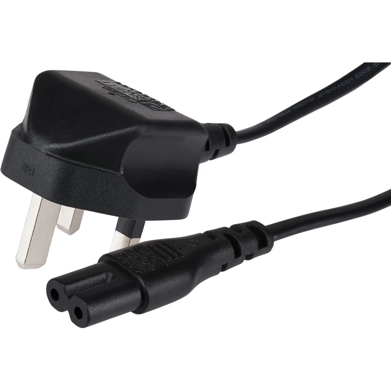 Image of Maplin Power Lead IEC C7 Fig 8 2 Pin Plug to UK 3 Pin Mains Plug - 1m.