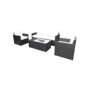 image of BERLIN BLACK 3 Seater Sofa, 2 Armchairs & Table