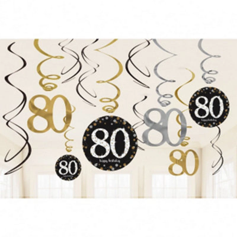 Image of Amscan Hanging Swirl Decorations - 12 Pack Sparkling Celebration (90)