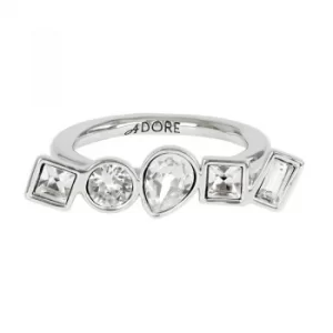 Image of Ladies Adore Silver Plated Mixed Crystal Ring Size L