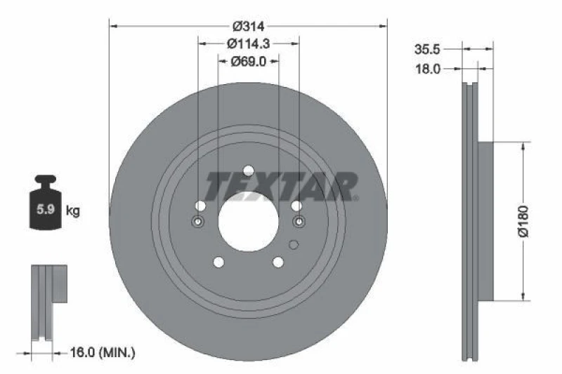 Image of Brake disc TEXTAR 92347503
