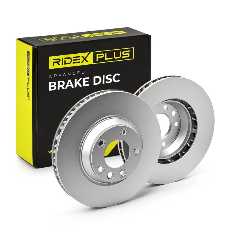 Image of RIDEX PLUS 82B0456P Brake disc Front Axle Right, Vented, Grey Cast Iron, Coated, High-carbon, with bolts/screws Grey Cast Iron Brake Disc (82)