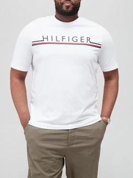 Image of Tommy Hilfiger Big & Tall Corp Stripe T-Shirt - White, Size 4XL, Men