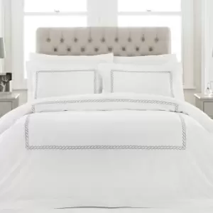 Image of Cleopatra 200TC Cotton Embroidered Duvet Cover Set Silver