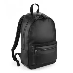 Image of Bagbase Faux Leather Fashion Backpack (One Size) (Black)