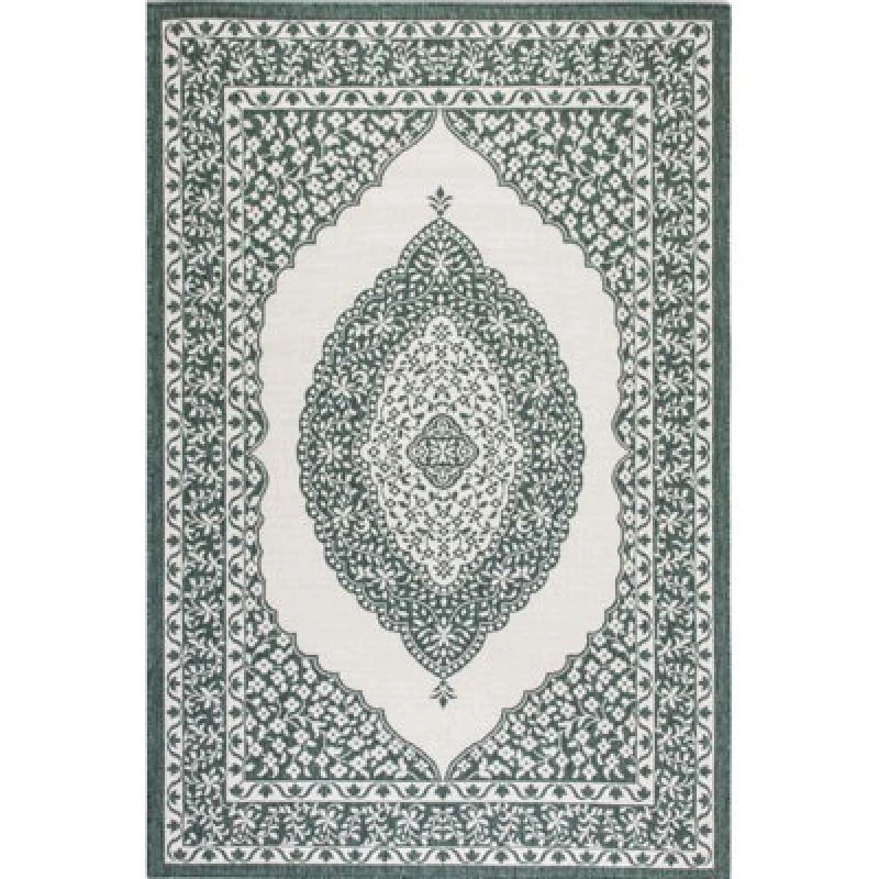 Image of The Rugs Gemini Reversible Indoor & Outdoor Rug Polypropylene Medallion Rug In Green