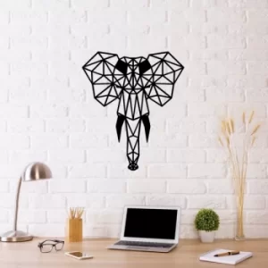 Image of Elephant Head Black Decorative Metal Wall Accessory