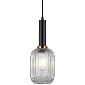 image of Italux Antiola - Modern Hanging Pendant Black 1 Light with Clear Shade, E27