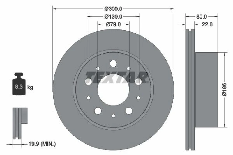Image of Brake disc TEXTAR 92284303