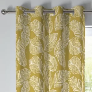 image of Fusion Matteo Ochre Eyelet Curtains Ochre