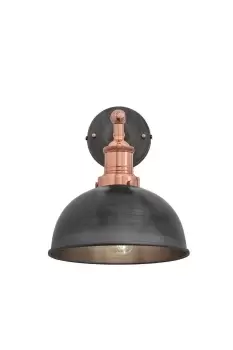 image of Brooklyn Dome Wall Light, 8 Inch, Pewter, Copper Holder