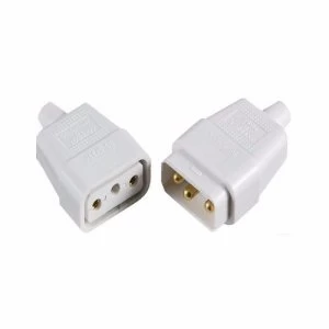 Image of KnightsBridge 10A 3 Pin Plug In Rubber Cable Connector - White