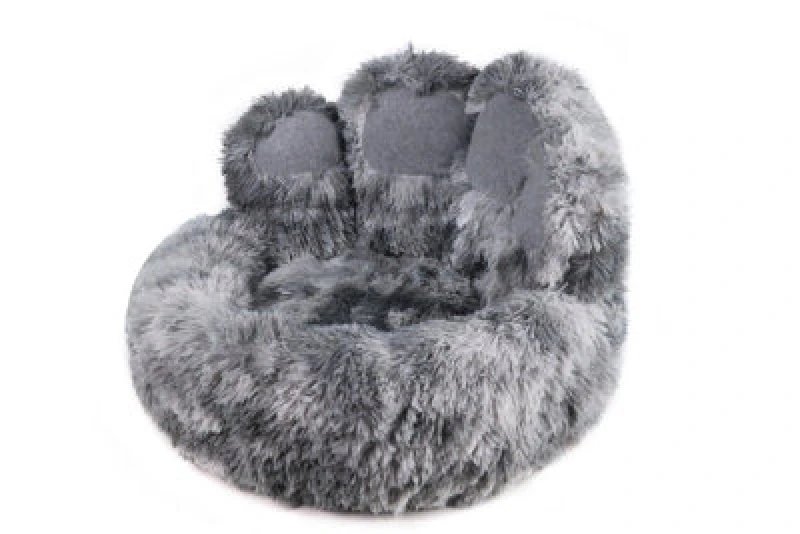 Image of Snug & Cosy Pets Snug And Cosy Pets Paws Donut Dog Bed Bedding Calming Soft And Non-Slip Grey 60Cm X 18Cm