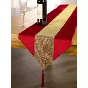 image of Green & Sons Eclat Tassled Runner 13 X 90 - Red/Gold