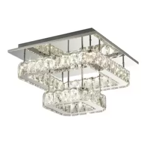 Image of 2 Tier Flush Fitting With Crystal Glass - Chrome